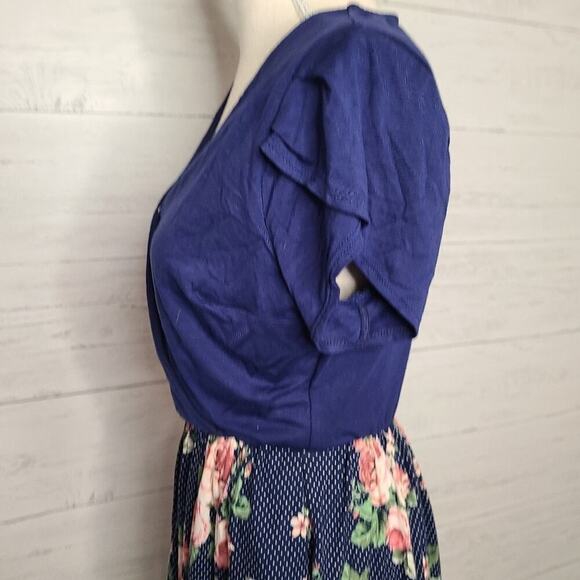 Modcloth Dining Outdoors Blue Polka Dot Mini Dress‎ Size Medium - Picture 9 of 11